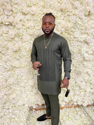 HxKing Kaftan with Rhythmic Stone Pattern