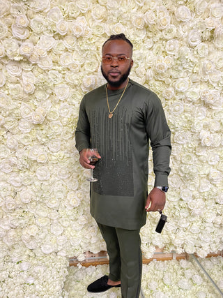 HxKing Kaftan with Rhythmic Stone Pattern