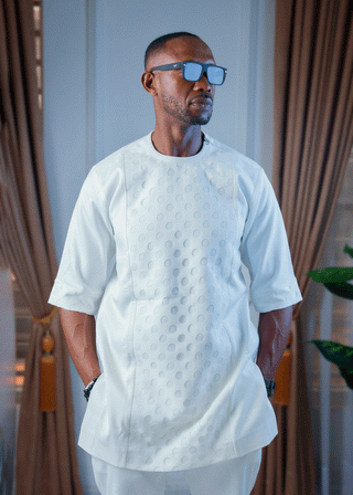 Geometric Design in Fine Crepe Fabric- Kaftan