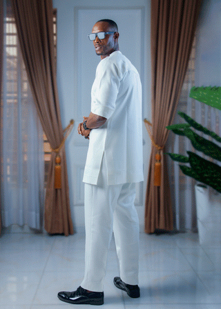 Geometric Design in Fine Crepe Fabric- Kaftan