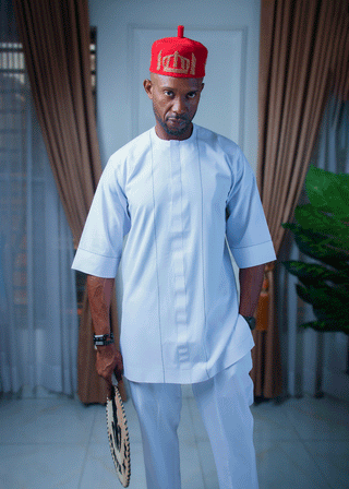 Regal Stitch White Kaftan