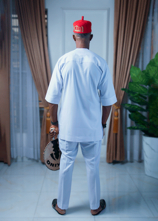 Regal Stitch White Kaftan