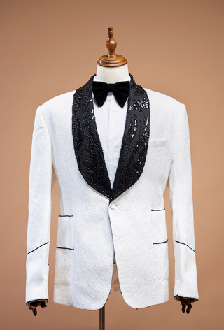 HxKing Beaded Shawl Lapel Tuxedo
