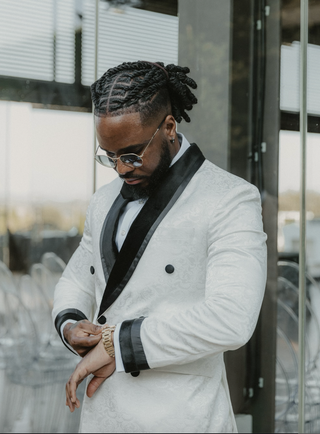 HxKing 2 Piece Jacquard Tuxedo