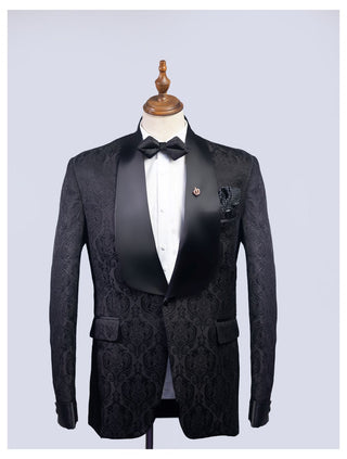 HxKing 2 Piece Trendy Shawl Satin Lapel Tuxedo