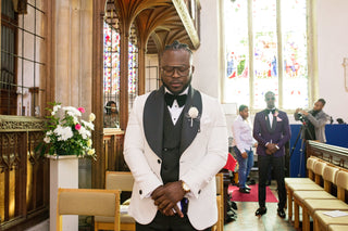 HxKing 3 Piece Jacquard Tuxedo