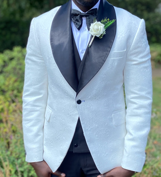 HxKing 3 Piece Jacquard Tuxedo