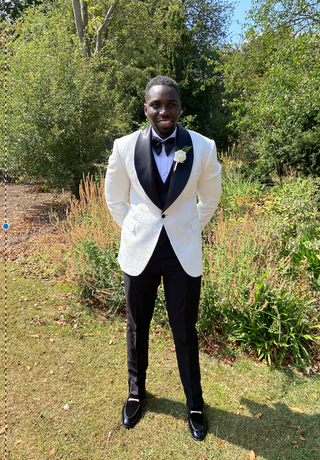 HxKing 3 Piece Jacquard Tuxedo